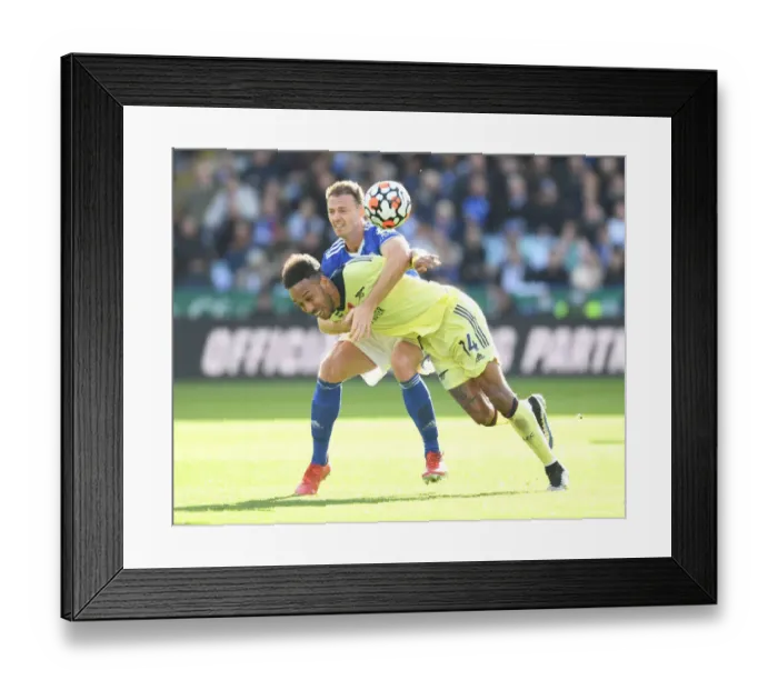 Framed Print : Controversial Foul: Aubameyang vs. Evans - Leicester vs. Arsenal, Premier League 2021-22 Framed Print : Controversial Foul: Aubameyang vs. Evans - Leicester vs. Arsenal, Premier League 2021-22