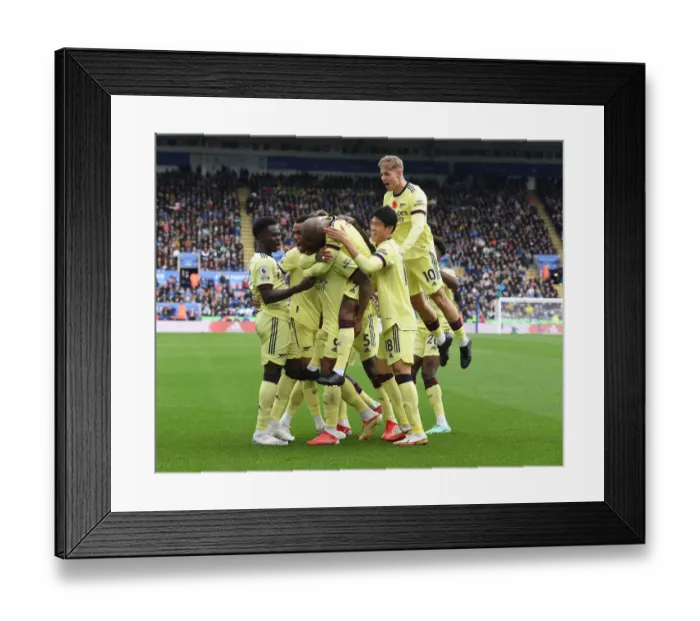 Framed Print : Arsenal: Unified in Celebration - Gabriel's Goal vs Leicester City, Premier League 2021-22 Framed Print : Arsenal: Unified in Celebration - Gabriel's Goal vs Leicester City, Premier League 2021-22
