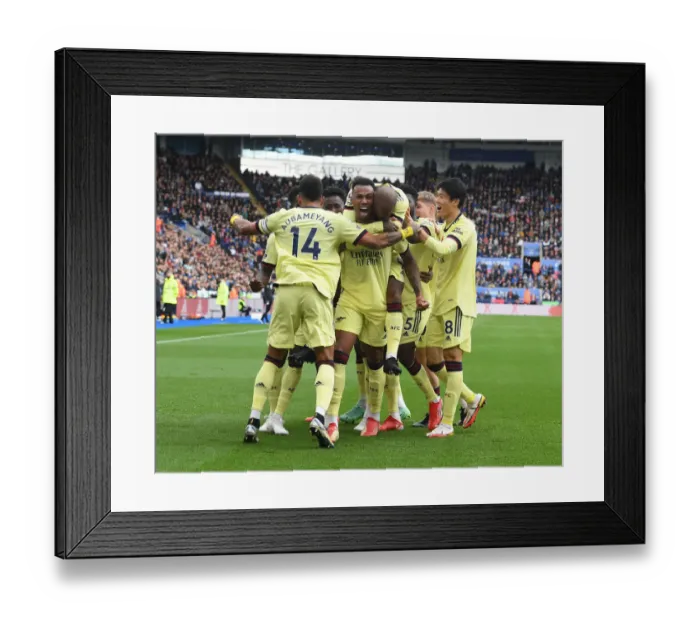 Framed Print : Gabriel's Debut Goal: Arsenal's Thrilling Victory Over Leicester City in the Premier League 2021-22