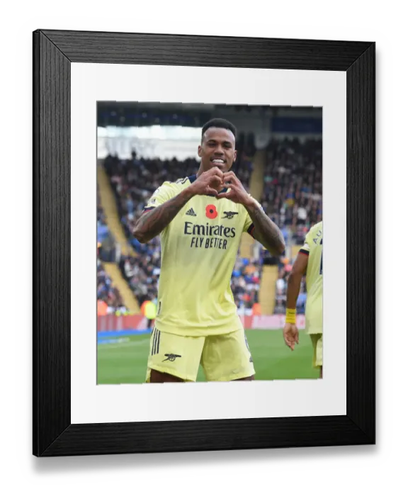 Framed Print : Gabriel's Goal: Arsenal Triumphs Over Leicester City in Premier League Showdown Framed Print : Gabriel's Goal: Arsenal Triumphs Over Leicester City in Premier League Showdown