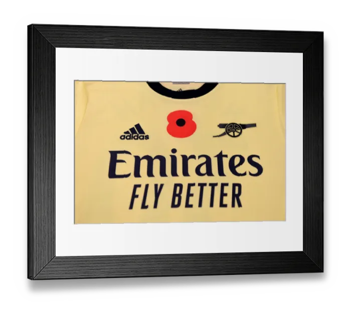Framed Print : Arsenal's Poppy Shirts in Leicester Away Changing Room - Premier League 2021-22