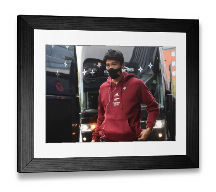 Framed Print : Tomiyasu Ready: Arsenal Star Gears Up for Leicester Showdown in Premier League 2021-22