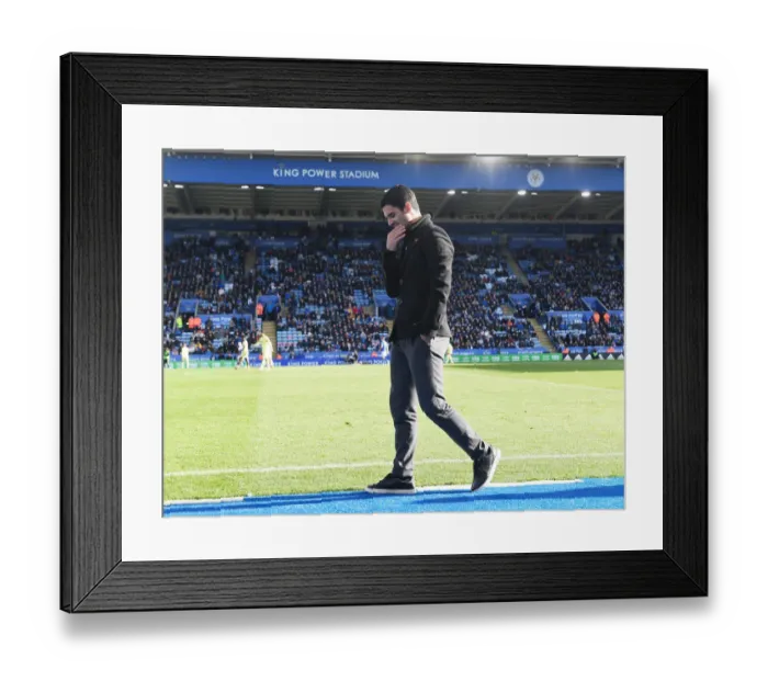 Framed Print : Mikel Arteta Goes Head-to-Head with Leicester City in Premier League Showdown