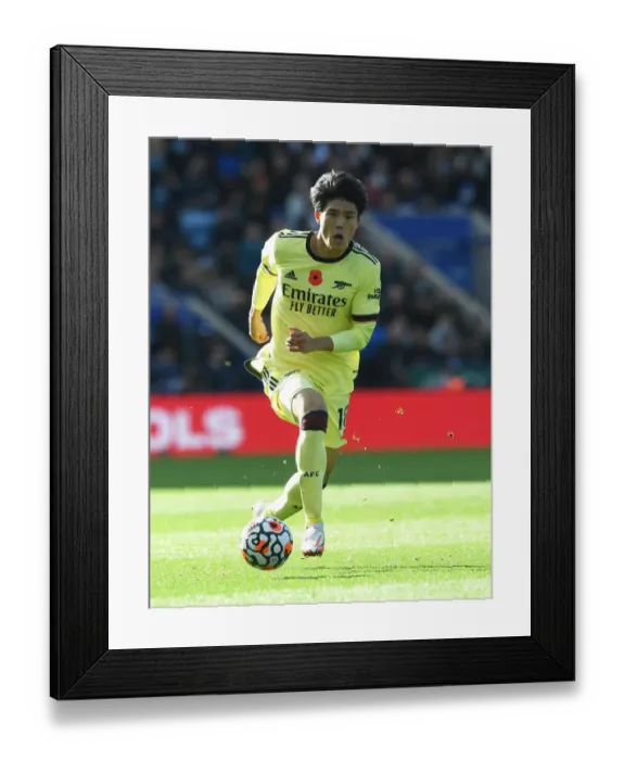 Framed Print : Arsenal's Tomiyasu in Action: Premier League Battle between Arsenal and Leicester City Framed Print : Arsenal's Tomiyasu in Action: Premier League Battle between Arsenal and Leicester City