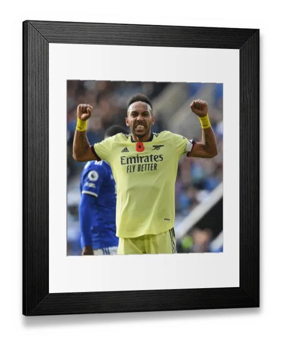 Framed Print : Aubameyang's Last-Minute Stunner: Arsenal Snatch Dramatic Victory over Leicester City in the Premier League Framed Print : Aubameyang's Last-Minute Stunner: Arsenal Snatch Dramatic Victory over Leicester City in the Premier League