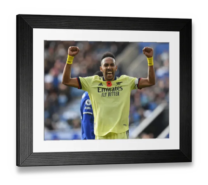 Framed Print : Aubameyang's Goal Secures Arsenal Victory Over Leicester City (2021-22)