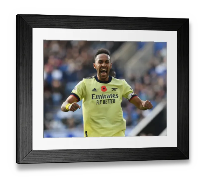Framed Print : Aubameyang's Thriller: Arsenal's Dramatic Comeback Victory over Leicester City, Premier League 2021-22