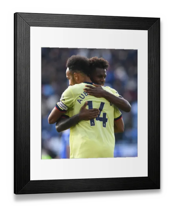 Framed Print : Arsenal's Aubameyang Embraces Nuno Tavares: Leicester City vs. Arsenal, Premier League 2021-22 Framed Print : Arsenal's Aubameyang Embraces Nuno Tavares: Leicester City vs. Arsenal, Premier League 2021-22