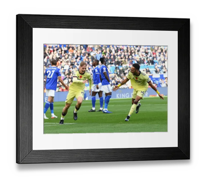 Framed Print : Arsenal: Smith Rowe and Aubameyang Celebrate Goals Against Leicester City (2021-22) Framed Print : Arsenal: Smith Rowe and Aubameyang Celebrate Goals Against Leicester City (2021-22)
