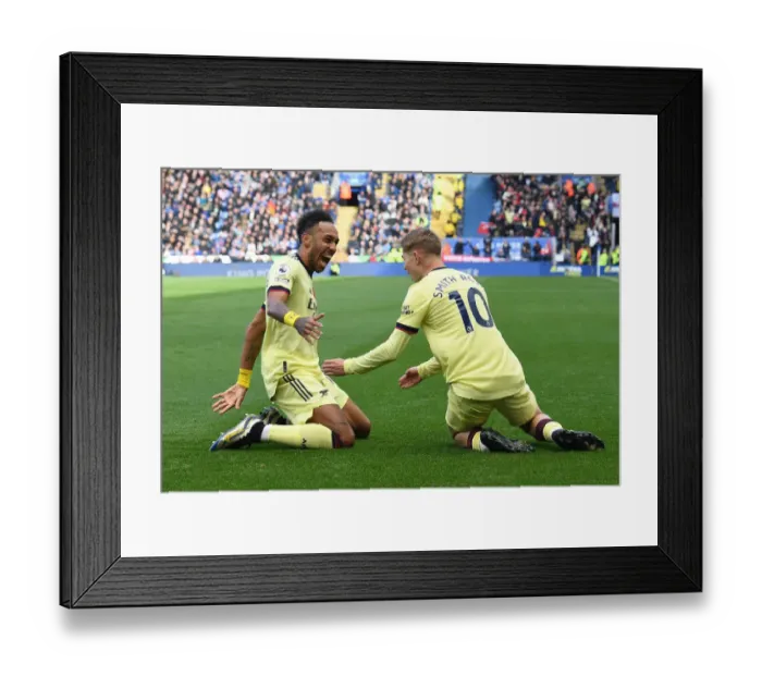 Framed Print : Arsenal's Smith Rowe and Aubameyang Celebrate Goals Against Leicester City (2021-22) Framed Print : Arsenal's Smith Rowe and Aubameyang Celebrate Goals Against Leicester City (2021-22)