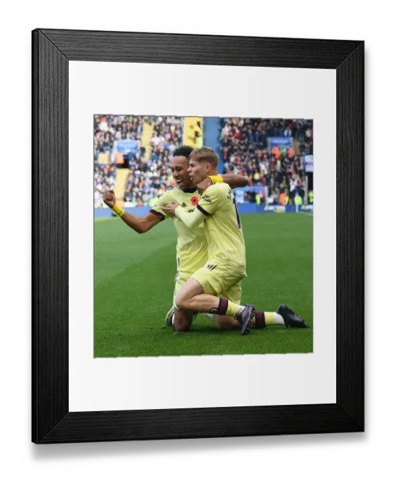 Framed Print : Smith Rowe and Aubameyang's Glorious Goal Celebration: Arsenal's Winning Moment at Leicester City (2021-22) Framed Print : Smith Rowe and Aubameyang's Glorious Goal Celebration: Arsenal's Winning Moment at Leicester City (2021-22)