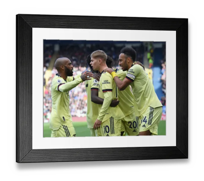 Framed Print : Arsenal's Smith Rowe, Aubameyang, and Lacazette Celebrate Goals Against Leicester City (2021-22) Framed Print : Arsenal's Smith Rowe, Aubameyang, and Lacazette Celebrate Goals Against Leicester City (2021-22)