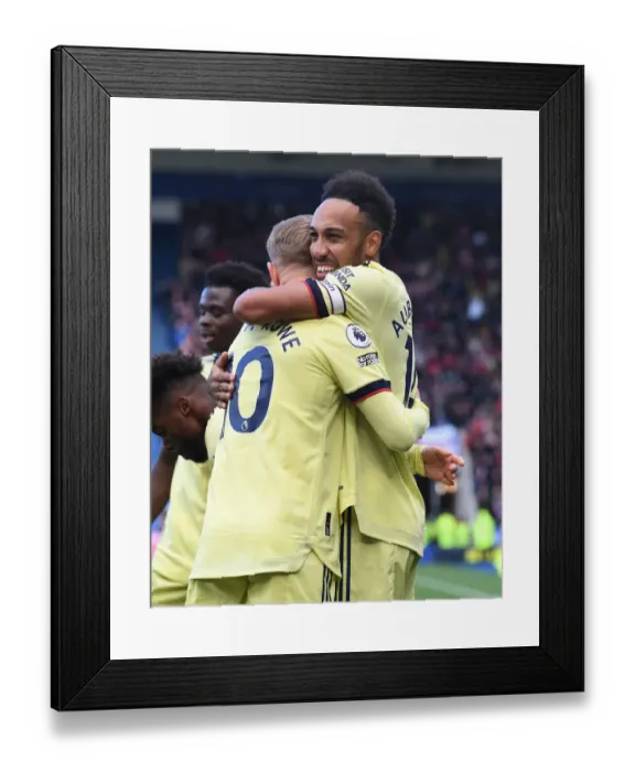 Framed Print : Arsenal's Smith Rowe and Aubameyang Celebrate Double Strike: Leicester City 2-2 Arsenal (2021-22) Framed Print : Arsenal's Smith Rowe and Aubameyang Celebrate Double Strike: Leicester City 2-2 Arsenal (2021-22)