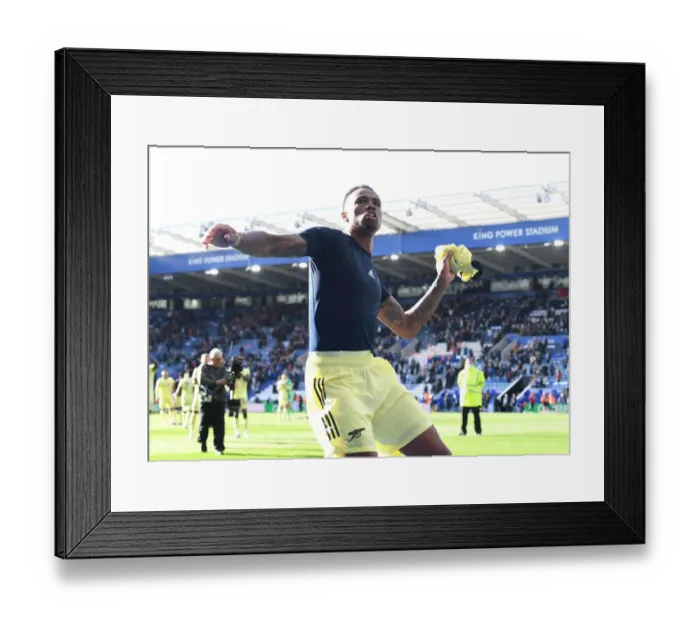 Framed Print : Gabriel's Shirt Throw: Leicester City vs Arsenal, Premier League 2021-22