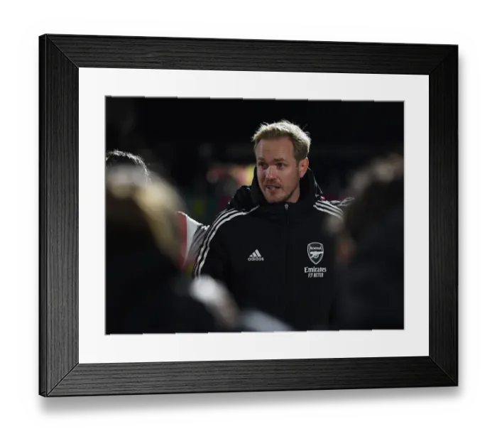 Framed Print : Arsenal Women's FA Cup Semi-Final: Arsenal vs. Brighton & Hove Albion - Jonas Eidevall's Reaction