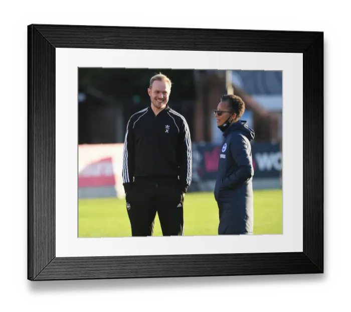 Framed Print : Arsenal's Jonas Eidevall and Brighton's Hope Powell Pre-Match Conference: FA Women's Cup Semi-Final