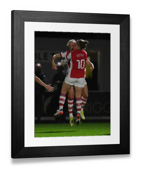 Framed Print : Arsenal Women's FA Cup Triumph: Kim Little and Beth Mead Celebrate Historic First Goal vs. Brighton & Hove Albion