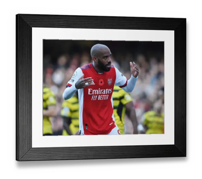 Framed Print : Alexis Lacazette in Action: Arsenal vs. Watford (2021-22) Framed Print : Alexis Lacazette in Action: Arsenal vs. Watford (2021-22)