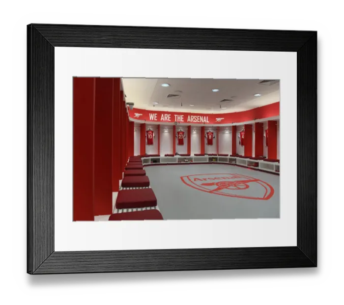 Framed Print : Arsenal Changing Room Before Arsenal vs. Watford: 2021-22 Premier League