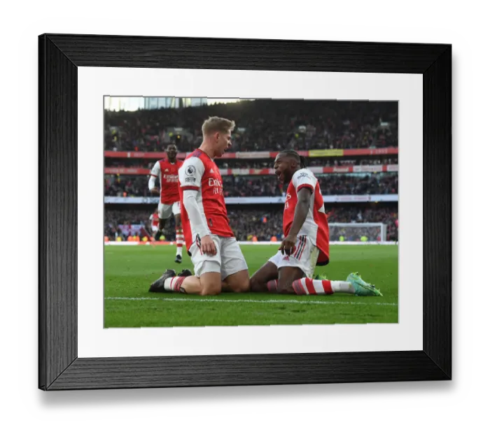Framed Print : Arsenal: Smith Rowe and Tavares Celebrate Goal Against Watford (2021-22)