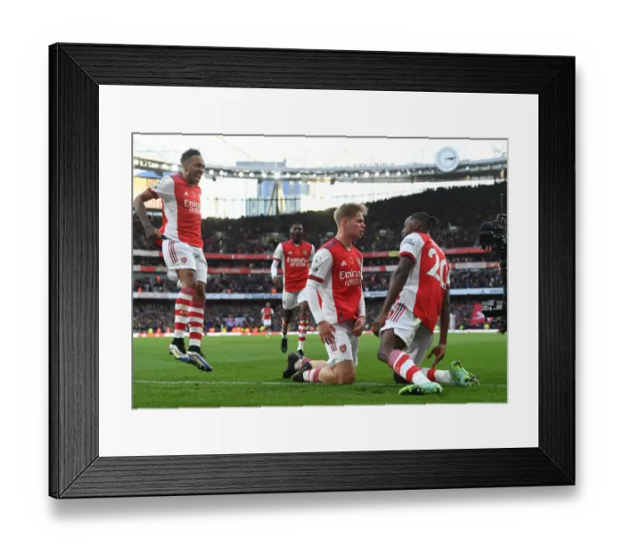 Framed Print : Arsenal: Smith Rowe and Aubameyang Celebrate Goal Against Watford in 2021-22 Premier League Framed Print : Arsenal: Smith Rowe and Aubameyang Celebrate Goal Against Watford in 2021-22 Premier League