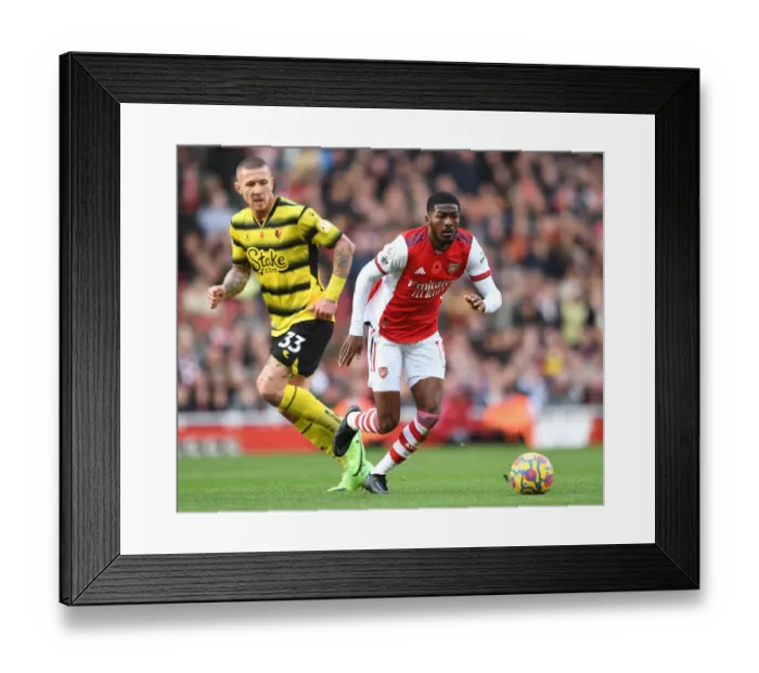 Framed Print : Arsenal's Ainsley Maitland-Niles Faces Off Against Watford's Juraj Kucka in Premier League Clash