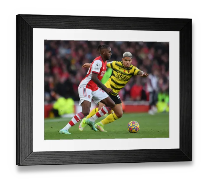 Framed Print : Arsenal's Nuno Tavarez in Action Against Watford - Premier League 2021-22 Framed Print : Arsenal's Nuno Tavarez in Action Against Watford - Premier League 2021-22