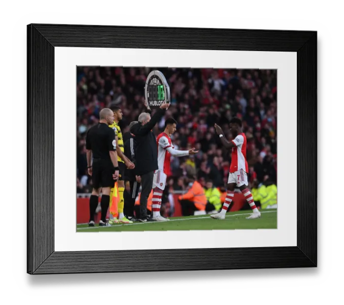 Framed Print : Arsenal Substitution: Gabriel Martinelli Replaces Saka vs. Watford (Premier League 2021-22)