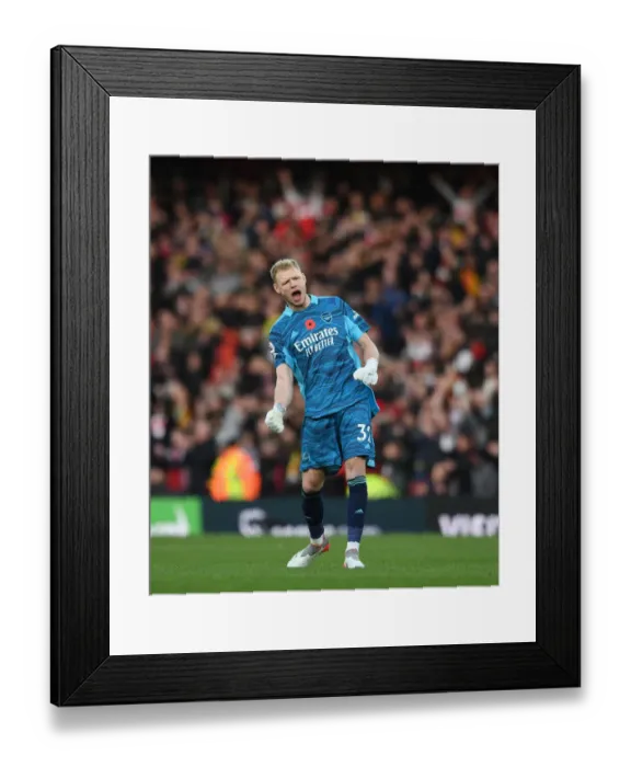 Framed Print : Arsenal's Premier League Triumph: Aaron Ramsdale's Emotional Whistle Blow