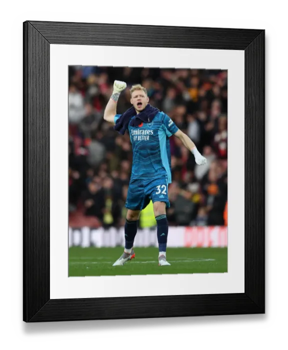 Framed Print : Arsenal's Premier League Triumph: Aaron Ramsdale's Emotional Reaction at Final Whistle