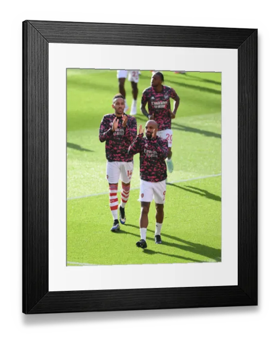 Framed Print : Arsenal Stars Aubameyang and Lacazette Unite Fans Before Arsenal v Watford Match, 2021-22