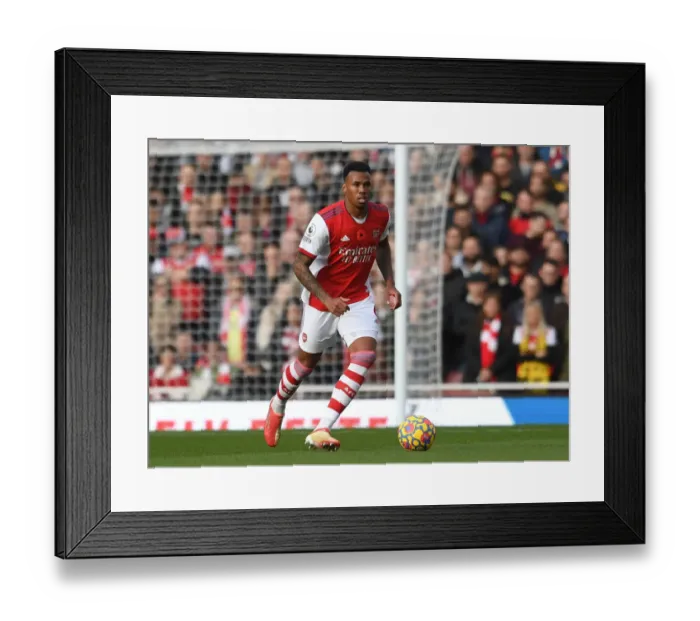 Framed Print : Gabriel Magalhaes in Action: Arsenal vs. Watford, Premier League 2021-22
