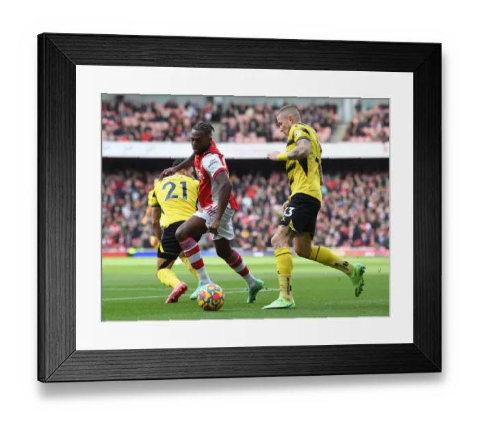 Framed Print : Arsenal vs. Watford: Nuno Tavares Clashes with Juraj Kucka in Premier League Showdown