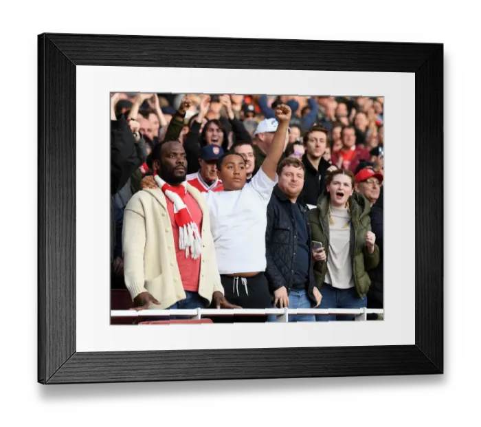 Framed Print : Arsenal Fans Euphoric Goal Celebration: Premier League Victory Over Watford at Emirates Stadium (2021-22)