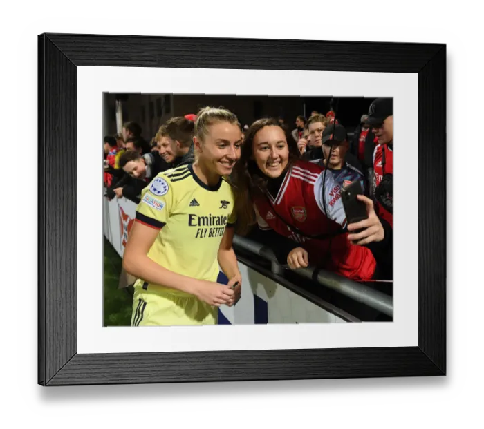 Framed Print : Arsenal Women's Team Celebrates with Fans after HB Koge Match in UEFA Womens Champions League