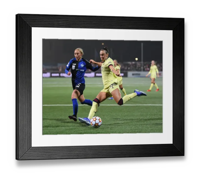 Framed Print : Arsenal Women Face Off Against HB Koge in UEFA Women's Champions League Group C