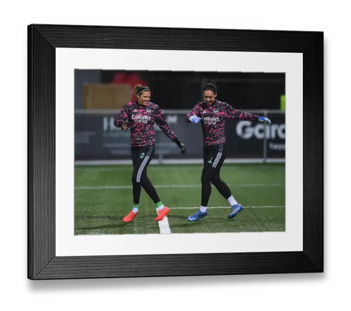 Framed Print : Arsenal WFC Players Lydia Williams and Manuela Zinsberger Warm Up Ahead of HB Koge Clash in UEFA Women's Champions League Framed Print : Arsenal WFC Players Lydia Williams and Manuela Zinsberger Warm Up Ahead of HB Koge Clash in UEFA Women's Champions League