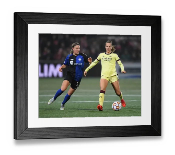 Framed Print : Intense Moment: Lia Walti Battles Under Pressure in Arsenal Women's UEFA Champions League Clash vs. HB Koge