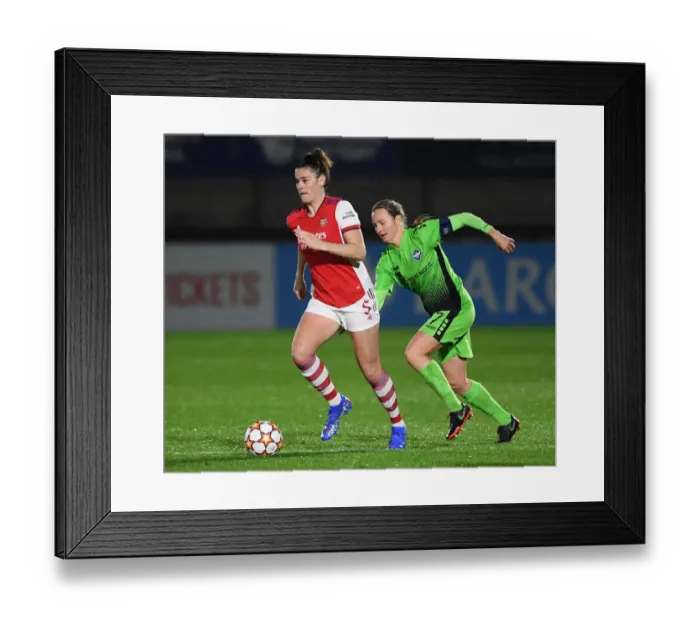 Framed Print : Arsenal vs HB Koge: UEFA Women's Champions League Clash - Jennifer Beattie Faces Off