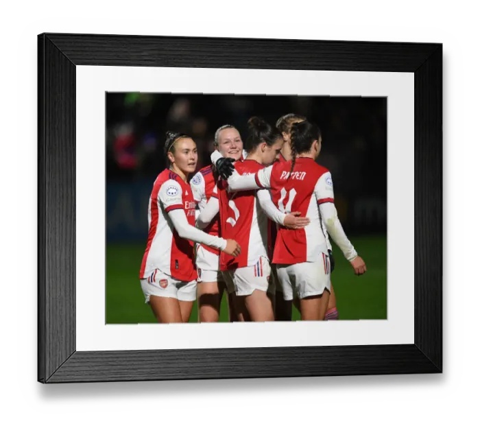 Framed Print : Arsenal Women's Historic Champions League Victory: Lotte Wubben-Moy Scores Second Goal Framed Print : Arsenal Women's Historic Champions League Victory: Lotte Wubben-Moy Scores Second Goal