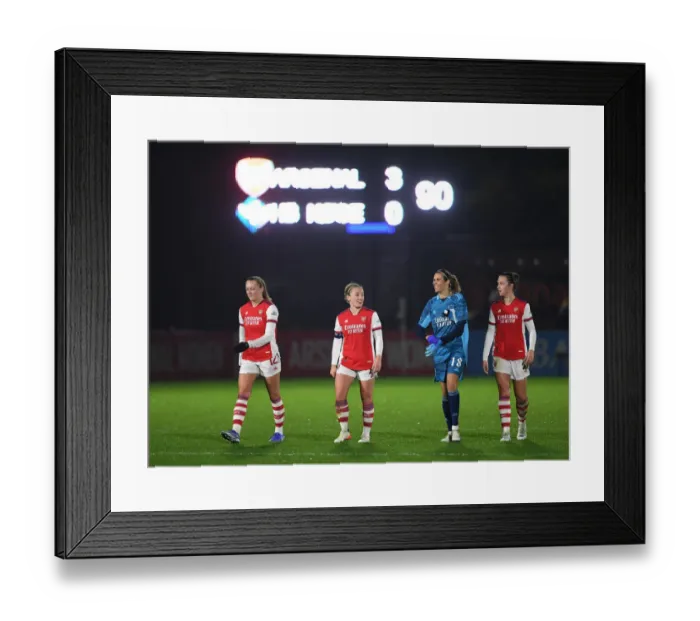 Framed Print : Arsenal Women's Champions League: Frida Maanum, Kim Little, Lydia Williams, and Lotte Wubben-Moy Celebrate Victory Over HB Koge