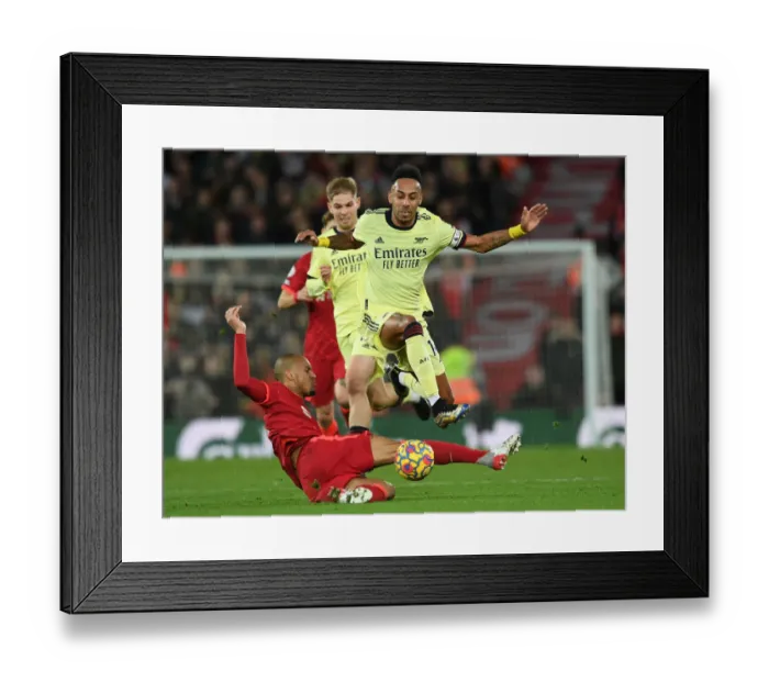 Framed Print : Clash at Anfield: Liverpool vs. Arsenal - Aubameyang vs. Fabinho