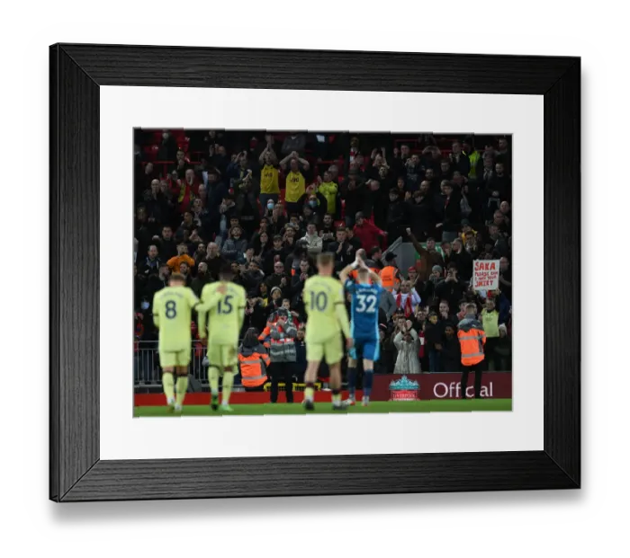 Framed Print : Arsenal Fans United: Liverpool vs Arsenal, Premier League 2021-22