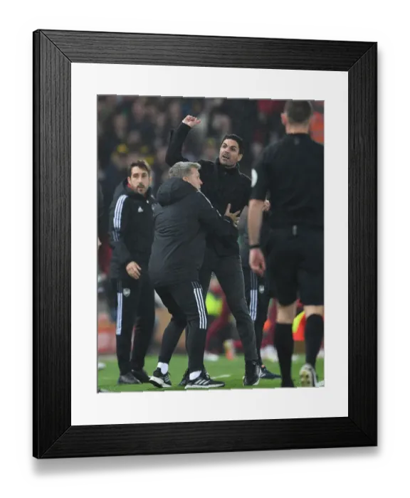 Framed Print : Clash of the Coaches: Arteta vs. Klopp - Premier League 2021-22: A Strategic Showdown on the Touchline (Liverpool v Arsenal)