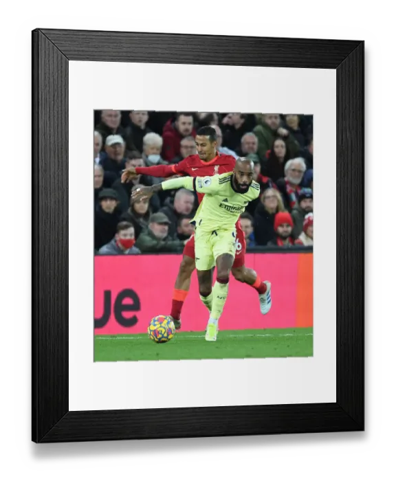 Framed Print : Alex Lacazette Breaks Past Thiago: Liverpool vs Arsenal, Premier League 2021-22