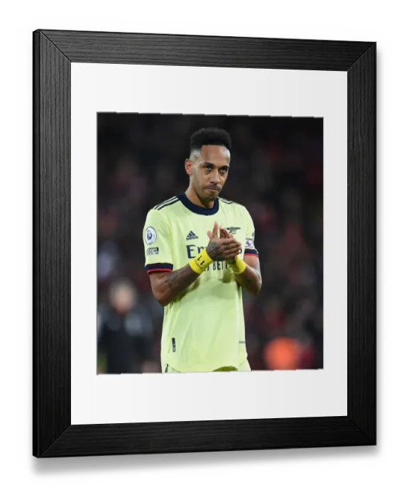 Framed Print : Aubameyang Applauds Arsenal Fans at Anfield: Liverpool vs Arsenal, 2021-22 Premier League Framed Print : Aubameyang Applauds Arsenal Fans at Anfield: Liverpool vs Arsenal, 2021-22 Premier League