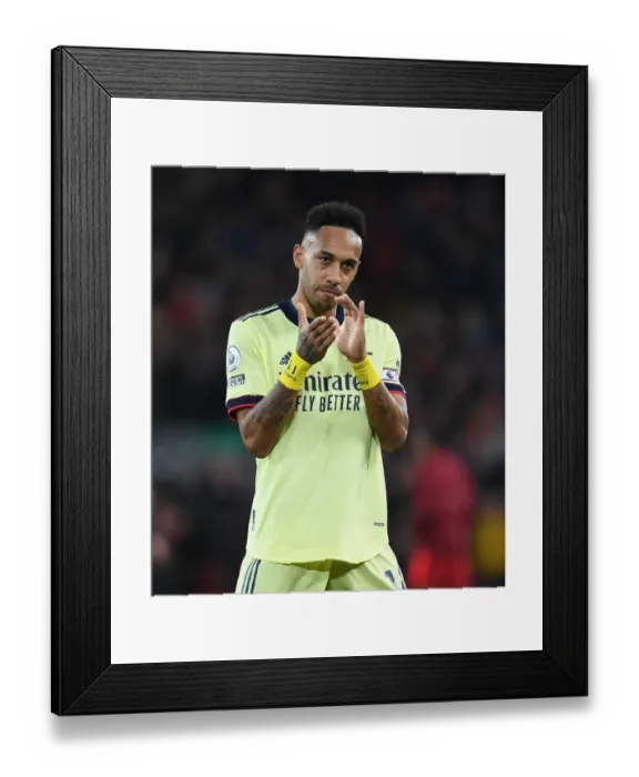 Framed Print : Arsenal's Aubameyang Salutes Fans: Unity Amidst Liverpool Rivalry
