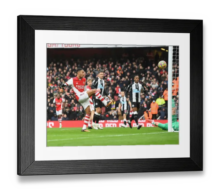 Framed Print : Aubameyang's Agonizing Post Hit: Arsenal vs Newcastle United, Premier League 2021-22