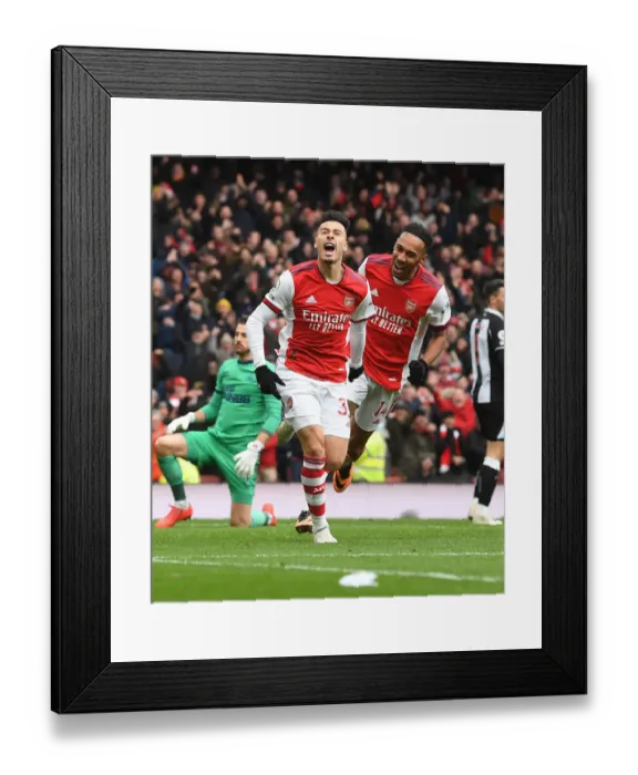 Framed Print : Arsenal's Martinelli and Aubameyang: Celebrating a Hard-Fought 2-1 Victory Over Newcastle United (Premier League 2021-22) Framed Print : Arsenal's Martinelli and Aubameyang: Celebrating a Hard-Fought 2-1 Victory Over Newcastle United (Premier League 2021-22)