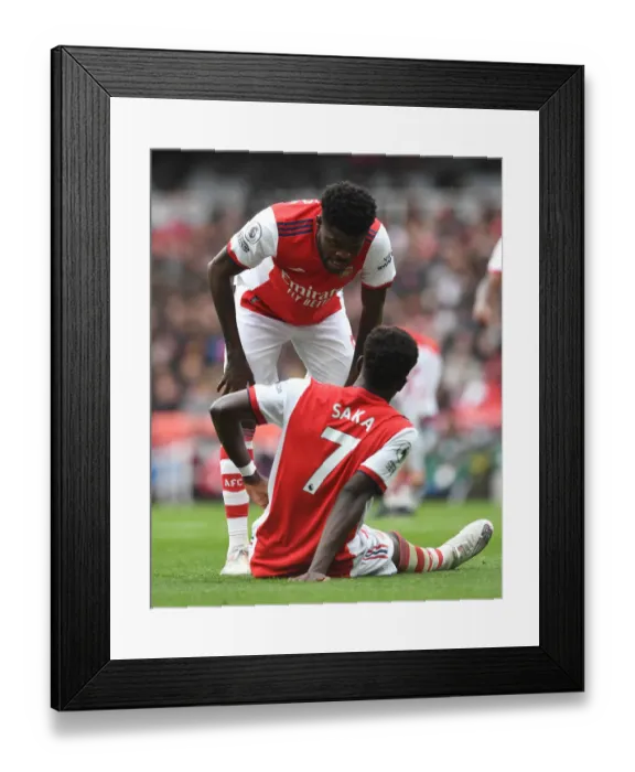 Framed Print : Arsenal's Thomas Partey and Bukayo Saka in Action against Newcastle United (2021-22) Framed Print : Arsenal's Thomas Partey and Bukayo Saka in Action against Newcastle United (2021-22)